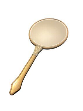 Vintage Gold Handheld Vanity Mirror With Monogrammed Back Decorative Handle
